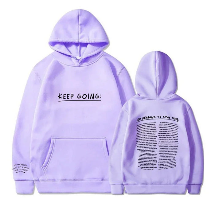 Letter Printing Long-sleeved Drawstring Hooded