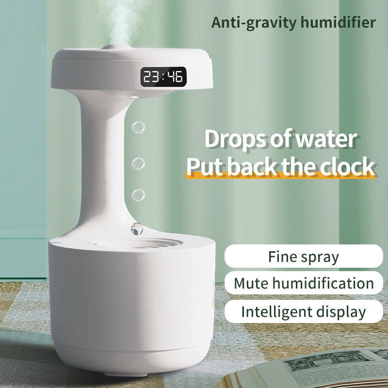 Anti-Schwerkraft-Luftbefeuchter mit Uhr, Wassertropfen-Rückfluss-Aromadiffusor, großes Fassungsvermögen, leiser Betrieb, starker Nebel, Sprühgerät für den Haushalt