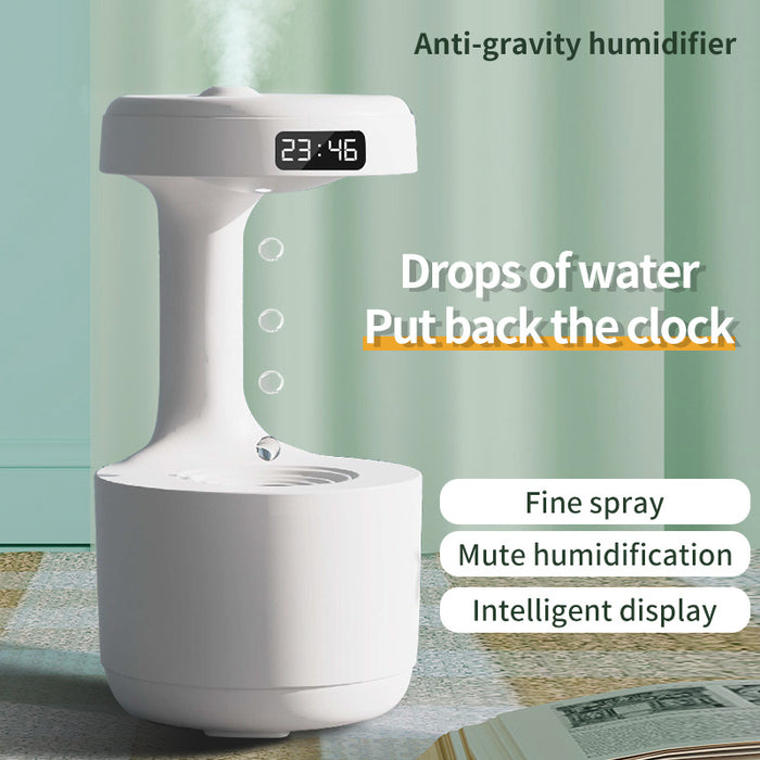 Anti-Schwerkraft-Luftbefeuchter mit Uhr, Wassertropfen-Rückfluss-Aromadiffusor, großes Fassungsvermögen, leiser Betrieb, starker Nebel, Sprühgerät für den Haushalt