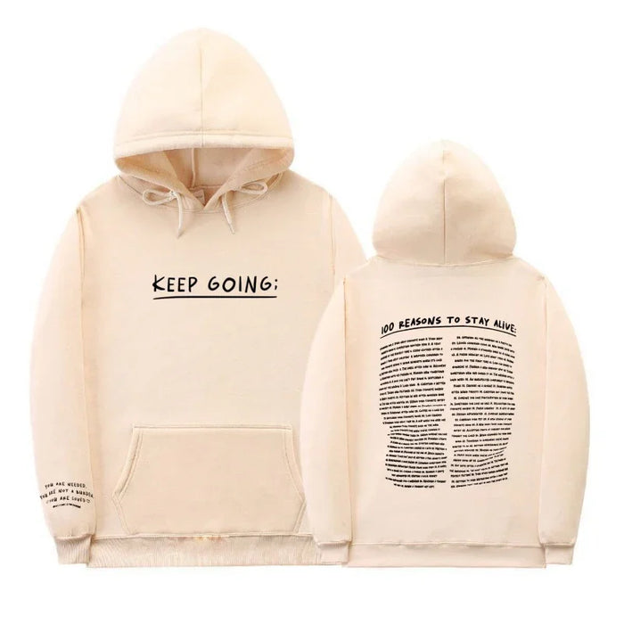 Letter Printing Long-sleeved Drawstring Hooded