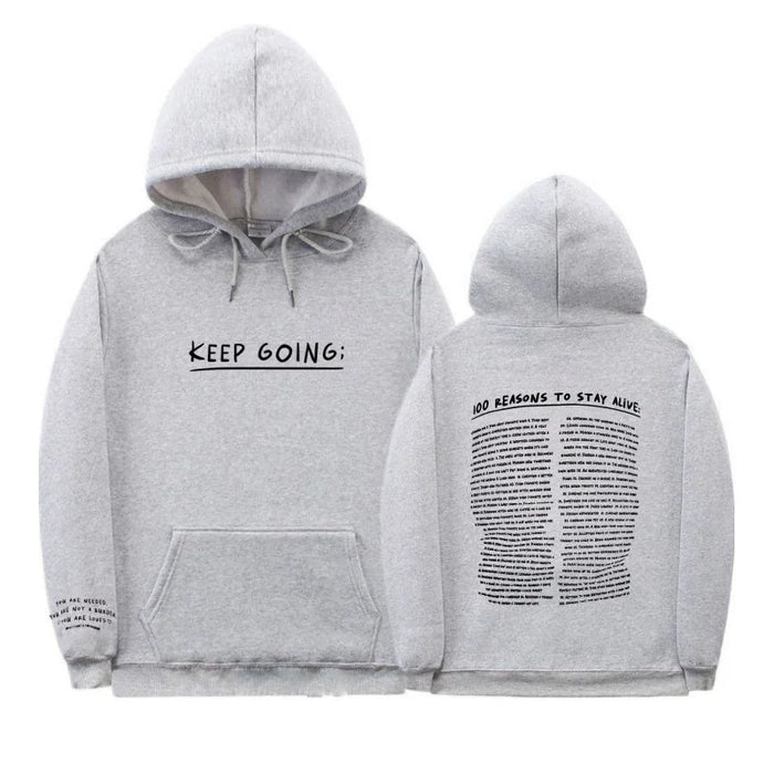 Letter Printing Long-sleeved Drawstring Hooded