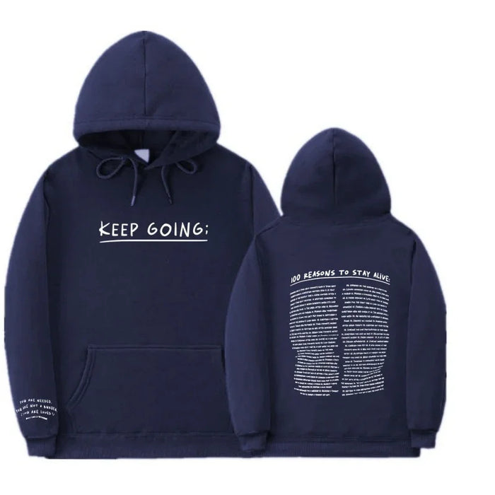 Letter Printing Long-sleeved Drawstring Hooded