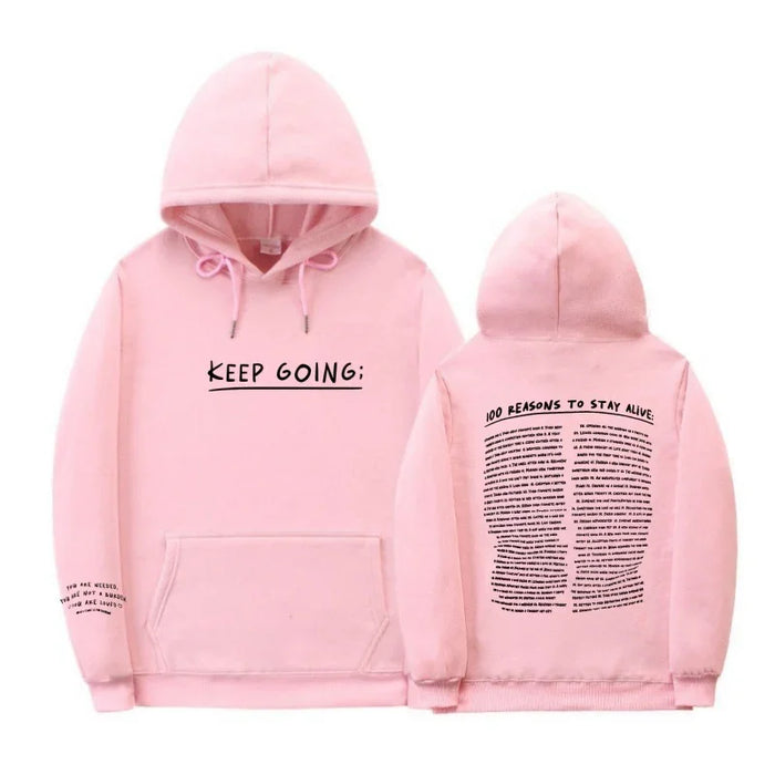 Letter Printing Long-sleeved Drawstring Hooded